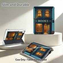 1pc Book Pattern Painted Tablet Protective Case With Stand, Compatible With Samsung A9/A9+/S9/S9FE/A11/A11+/S11/S10 FE/S10 FE+/S10 Lite, Apple Air 5/6, Honor, Matepad, And Other Popular Models. Foldable Anti-Bending, Auto Wake/Sleep, Built-In Pen Slot, Triple-Fold Stand - Perfect Daily Protection, Ideal Gift - Multicolor - View 1