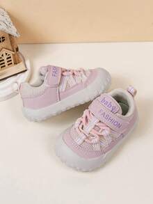 1 Pair Baby Toddler Shoes, Lightweight Anti-Slip Breathable Sneakers, Convenient Hook And Loop Closure - Pink - View 4