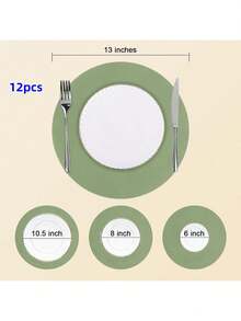 12/24 件装，33 厘米餐垫，一次性草绿色圆形餐垫，适用于圣诞节、餐厅、生日、派对、宴会、咖啡馆、毕业派对。 - 查看 9