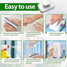 Dụng cụ lau kính hai mặt từ tính, cầm tay, lực hút mạnh, thích hợp cho cửa sổ cao, không cần điện, có dây an toàn, chống kẹp tay, lý tưởng cho phòng khách, phòng ngủ, phòng tắm, nhà bếp, nhà vệ sinh. - Nước lau kính hai mặt - Xem 5