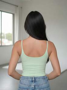 Women's Formal Tank Top With Square Neckline And Thin Straps In Premium Supplex Fabric - 嬰兒綠 - 查看 2