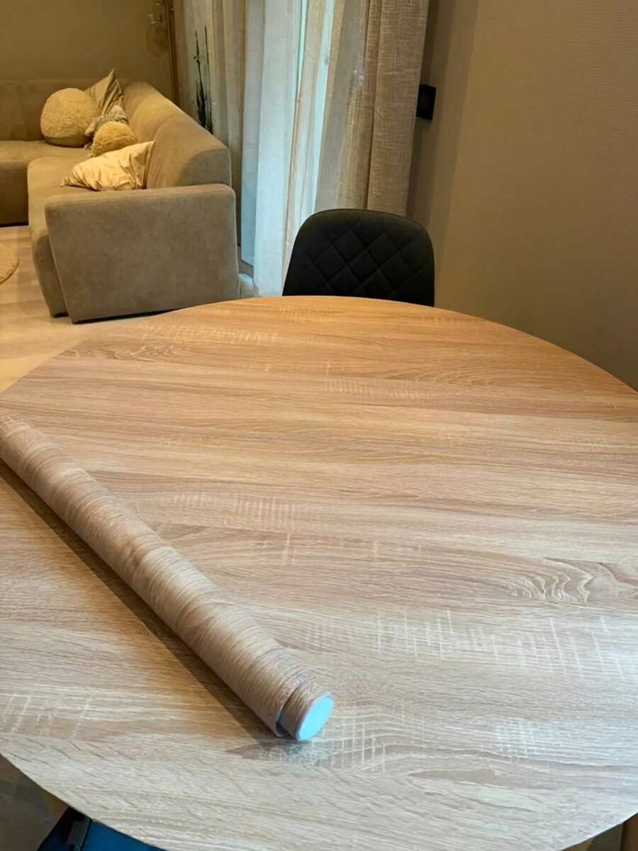 1pc Vintage Light Brown Oak Wood Grain Pattern Self-Adhesive Waterproof, Dirt-Resistant, Easy-To-Clean Decorative Wall Paper/Sticker For Kitchen Cabinets, Desks, Chairs, Room Decor Renewal, Removable Wall Panels, Wallpaper, Bathroom, Kitchen, Tabletop