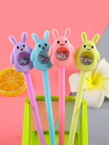 4pcs Easter Glitter Rabbit Gel Pens, Holiday Supplies - Multicolor - View 5