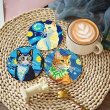 DIY Diamond Painting Crystal Rhinestone Cat Coaster, Cup Mat - View 2