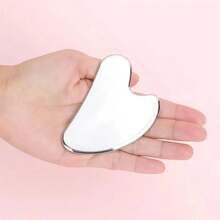 Advanced Stainless Steel Scraping Facial Tool - Scraping Plate Finger Scraping Tablet Heart Shaped Facial Scraping Tightening And Lifting Metal Massage Plate Tool, Suitable For Face And Body - A - View 2