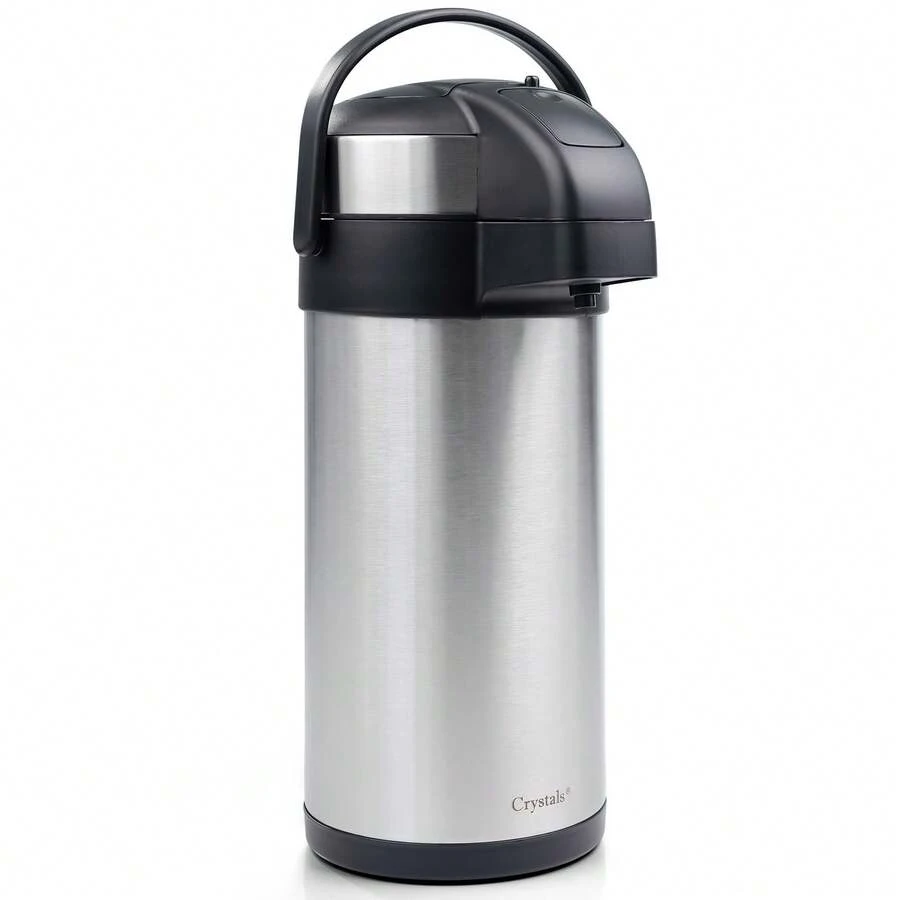 Crystals 5 Litre Vacuum Insulated Air Pot Flask With Pump Action & Carry Handle – Large Tea & Coffee Server - 銀色 - 查看 1