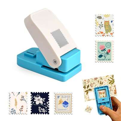 Stamp Punch, 1x0.8 Inch Rectangular Postage Stamp Puncher With Scalloped Edge, Perfect For Square Hole Punch Projects, Scrapbook Supplies, Card Making, DIY Gift Tags
