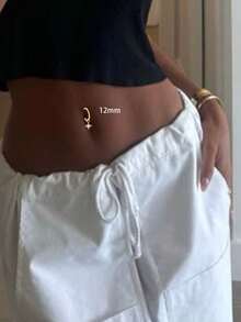 1件925纯银北极星水钻肚脐环，肚脐穿孔饰品，8毫米、10毫米、12毫米，环形穿孔饰品，肚脐环 - 肚臍釘 - 查看 3