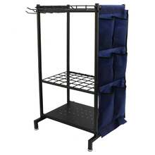 1PC Garden Tool Rack Multi-Slot Storage Organiser Stable Carbon Steel Stand With Hanging Pockets For Shed Garage - Black - View 8