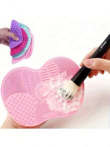 1Pc 2-In-1 Silicone Makeup Brush Cleaning Pad & Suction Drying Rack, Multi-Use Cleaner For Brushes, Sponges & Puffs - None - View 2