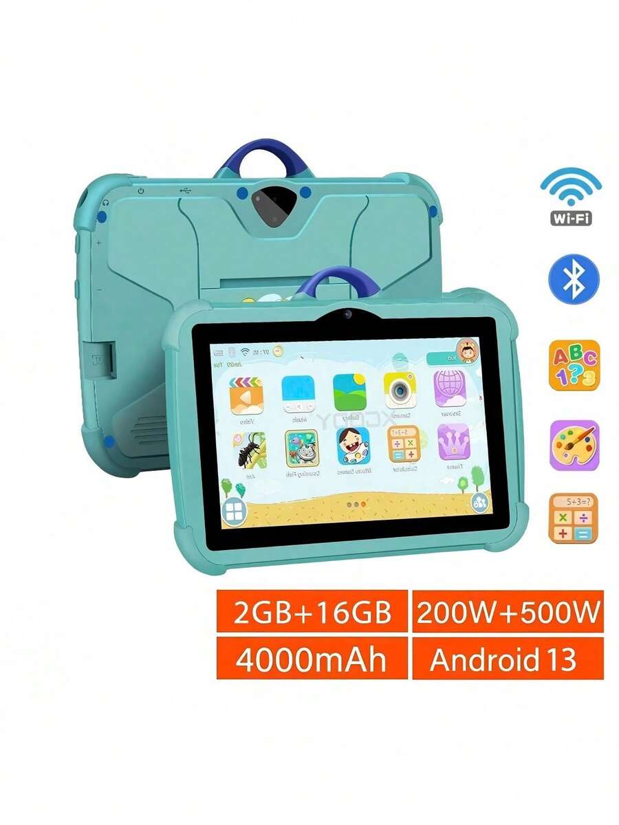 7英寸儿童平板电脑，带WiFi，2GB内存，16GB存储空间，双摄像头，家长控制功能，预装JPA儿童教育和游戏软件，平板电脑及节日儿童关爱礼物，儿童生日庆祝礼物，完美的学校礼物