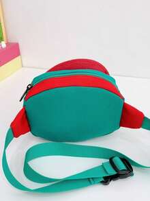 1pc Girls' Cartoon Mushroom Nylon Zipper Closure Cute Chest Bag/Waist Bag/Crossbody Bag, Suitable For All Seasons Daily Use - A - View 7
