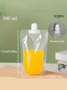 50-500毫升咖啡液体包装袋，便携式饮料袋，果汁袋，冷热饮立式容器，透明吸管袋，防漏，塑料果汁饮料袋，户外透明便携式水袋，防漏挤压袋，可重复密封液体袋，用于储存酒精饮料、牛奶和其他饮料，50毫升/100毫升/150毫升/200毫升/250毫升/300毫升/350毫升/500毫升水瓶 - 查看 14