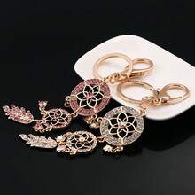 Shiny Crystal Dream Catcher Keychain, Rhinestone Sparkling Keychain, Charm Car/Bag Accessory - Gold - View 6