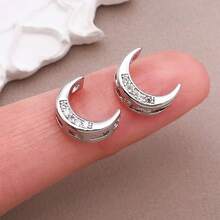 2 件 8.3x10.5mm 优雅浪漫镀铜 18K 金加厚银铂金月牙形 DIY 首饰配件，镶嵌仿钻，适用于手链、项链和耳环 - 婚礼派对日常佩戴 - 彩色 - 查看 14