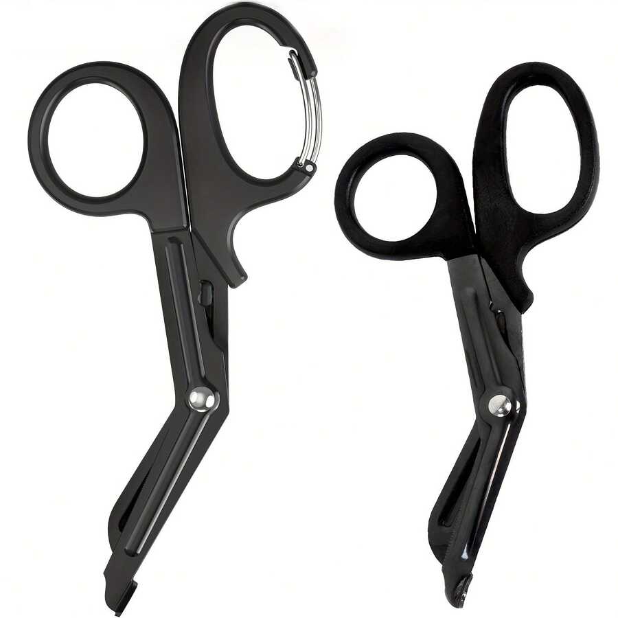 1/2 Set Trauma Shears, Including 1pc 6-Inch Stainless Steel Scissors And 1pc 7.5-Inch Bandage Scissors With Carabiner, Suitable For School, Home And Student Use
