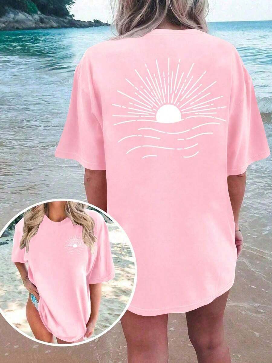 Men's Graphic Tee, Oversized T Shirt Men, Vintage Graphic T Shirt, Streetwear T Shirt Men, Graphic Tees For Men, Casual Loose Fit T Shirt, Summer T Sh - 粉色 - 查看 1