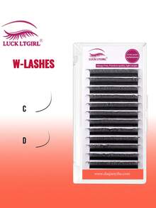LUCK LTGIRL 12排 YY/3D/4D/5D W型假睫毛，D卷度，美睫师用品，0.07毫米（8-15毫米）及混合预制W型扇形假睫毛，自然柔软浓密型黑色假睫毛，仿貂毛单根假睫毛，美睫师用品，睫毛簇，睫毛片，单根假睫毛，假睫毛 - D - 查看 3