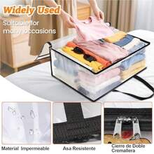 8 PCS Bolsas Transparentes de Almacenamiento de Ropa 40L-Bolsa de Almacenamiento para Ropa Plegable de PVCOrganizadores de Clóset con 2 Asas Reforzadas para Guardar Ropa Edredones Mantas Juguetes - 8 Pcs Transparente - Ver 5