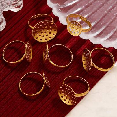 10 Piece Stainless Steel Adjustable Blank Ring Base Fits 12mm-20mm Cabochon Setting Tray DIY Jewelry Accessories Rings