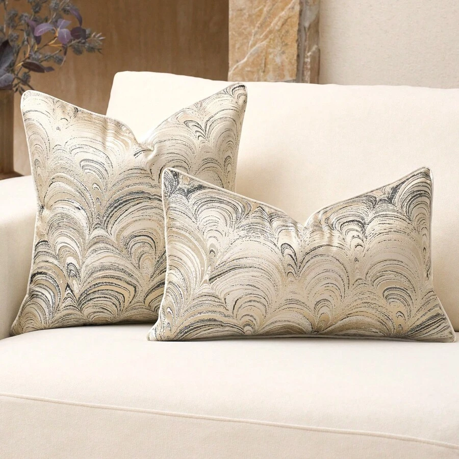 1pc/2pcs Geometric Pattern Throw Pillow Cover, Modern Minimalist Luxury Polyester Jacquard Weave Soft Cushion Cover, Suitable For Hotel, Villa, Study, Living Room, Birthday Party Decoration