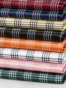 1件经典格纹缎面面料，高端哑光质感衬衫套装DIY预裁面料 - 多色 - 查看 4