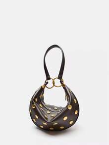 Vintage Nieten Tasche Nischen Design Kleine Achseltasche Punk Schwerlast Schultertasche Mit Nieten Umhängetasche Für Frauen - Braun - Übersicht 3