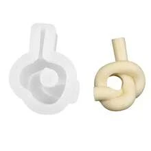 绳结烛台硅胶模具 DIY 手工创意烛台 香薰石石膏烛台硅胶模具 - A-白色 - 查看 3