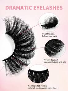 ENCHUW 10 Pairs Synthetic False Eyelashes, 3D Multi-Layered Fluffy & Thick Lashes, 25mm Dramatic Cat Eye Style, Suitable For Beginners, Reusable & Lightweight - Black - View 3