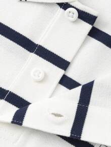 Balabala Tween Boys Summer Striped Polo T-Shirt 2026 Comfortable Soft Cool Breathable Top - Blue and White - View 6