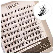 96 pièces Cils en grappe LASHVIEW 3D DIY 10-16 mm, multicouches réutilisables, doux et moelleux, convient aux débutants pour une utilisation à domicile (ML 06) - D - Voir 7