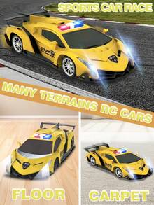 1辆遥控玩具车，漂移遥控车，2.4G灯光特技车，防撞电动玩具车，男孩女孩礼物，生日/节日礼物 - 黃色 - 查看 8