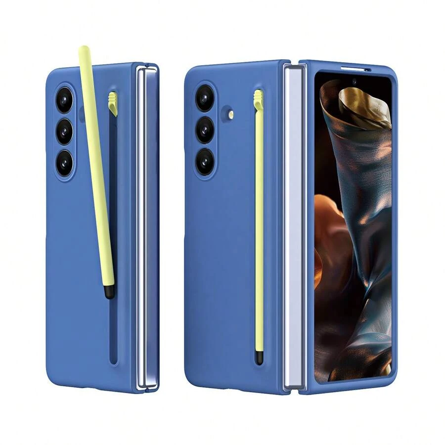 Galaxy ZFold3/ZFold4/ZFold5/ZFold6/ZFold7 Phone Case With Stylus Pen, Matte Texture Material Protective Cover, Minimalist Elegant Design, Integrated Pen Slot, Fashion Versatile Case - Multicolor - View 1
