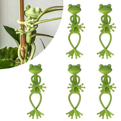 1/3/6/10 Pcs Green Frog Plant Support Stakes, Sturdy Plastic Plant Sticks For Potted Plants & Succulents, Bendable Frog Shaped Garden Decor To Prevent Stems From Growing Crookedly, Ideal For Indoor Home & Outdoor Garden Use