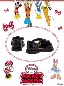 Sản phẩm hợp tác chính thức với Mickey Mouse | Sandal đế bằng kiểu chiến binh Disney dành cho trẻ em với chi tiết nơ, giày quai ngang mùa hè. - màu đen - Xem 3