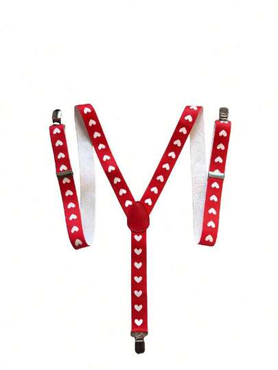 1pc Heart Suspender Bow Tie Vintage Brace, Unisex Adult, Decorative Button End Y-Back Adjustable Elastic Strap, Durable Versatile, Suitable For Skirts, Pants, Wedding Party