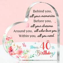 1pc Acrylic "Happy 60th Birthday" Plaque, Inspirational 60th Birthday Gift, Heart-Shaped Acrylic Desktop Decor For Daughter Or Son, Perfect For 60th Birthday Anniversary Party Decoration - Multicolor - View 11