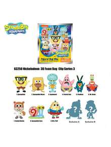 Nickelodeon 1/4pcs  Official  Blind Bag 3D Mini Figure Keychain Mystery Pack, Includes Random Characters Like , Patrick, Squidward, Sandy, Mr. Krabs, Plankton, Gary, Mrs. Puff, Suitable For Birthday Party Gifts And Fan Collections - Multicolor - View 4