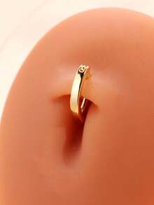 5件套优雅时尚简约性感奢华仿珍珠心形水晶不锈钢肚脐环套装，适合日常佩戴 - 金黃色 - 查看 7