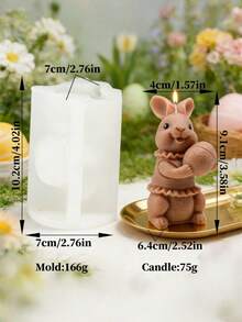 3D复活节兔子抱蛋硅胶模具，可重复使用，DIY模具，适用于制作大豆蜡香薰蜡烛、树脂皂等复活节工艺品 - A-白色 - 查看 12