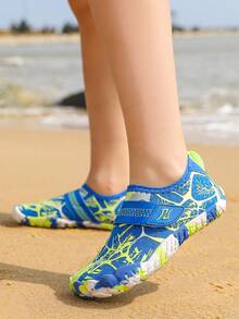 1 Pair Boys/Children's Water Shoes, Outdoor Summer Casual Shoes With Hook And Loop - Royal Blue - View 3