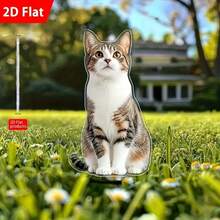 Țăruș de grădină 2D plat, 1 buc. pentru pisici - Decor exterior/interior în stil boho, pisicuță colorată, ornament de gazon din plastic, potrivit pentru Crăciun/Halloween, țăruș de sol autoluminos - cadou drăguț pentru iubitorii de pisici și decor pentru casă, 2D plat - A - Vizualizare 5