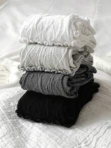 1 Pair Women's Lace Splice Slimming Leg High Socks, Spring/Summer Style, Versatile To Pair With Skirts - Multicolor - View 5