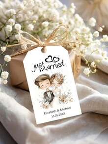 Personalized Wedding Gift Tags, Featuring Newlywed Cartoon Design. Suitable For Decorating Wedding Favors, Organizing Wedding Parties, And Labeling Wedding Items - Multicolor - View 6