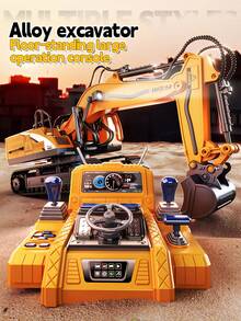 Remote Control Excavator Simulation Engineering Toy, Metal Bucket Rotatable, With Lights And Sound Effects, Educational Toy, Children's Simulation Toy, Children's Engineering Toy Model, Simulation Educational Toy, Perfect Birthday Gift Children's Toy Boys Girls Toy - Multicolor - View 2