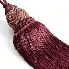 1件装奢华涤纶纤维窗帘绑带，配有优雅流苏装饰，适用于优雅的客厅、办公室和家居装饰。 - 紅木色 - 查看 2