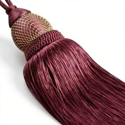 1pc Luxury Polyester Fiber Curtain Tie Back With Elegant Tassel Decor, Suitable For Elegant Living Room, Office And Home Decoration