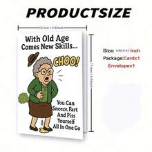 1pc Funny Birthday Cards For Women Rude Humour Old Age New Skills Greeting Card - 18*13cm - View 2