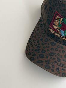 Y2K卡通鳄鱼刺绣软顶棒球帽，宽帽檐修饰脸型，时尚男女通用复古豹纹帽 - 多色 - 查看 10