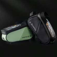 1 pieza Nueva Bolsa para Tubo Superior de Bicicleta, Bolsa para Sillín Impermeable de Doble Tono con Soporte para Teléfono Táctil, Paquete de Almacenamiento para Ciclismo - Multicolor - Ver 3